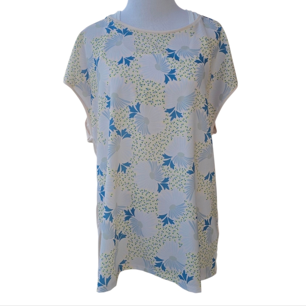Ted Baker London Nineta Print T-Shirt Size 4 Yellow Pink Floral